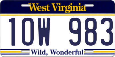 WV license plate 1OW983