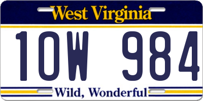WV license plate 1OW984
