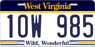 WV license plate 1OW985