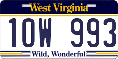 WV license plate 1OW993