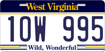 WV license plate 1OW995
