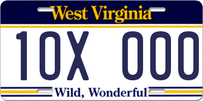 WV license plate 1OX000