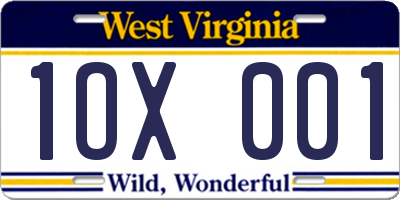 WV license plate 1OX001