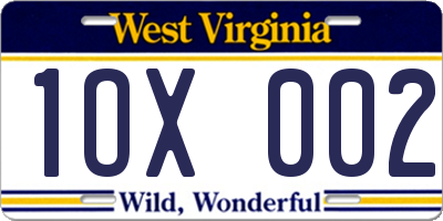 WV license plate 1OX002