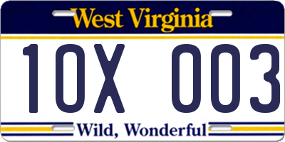 WV license plate 1OX003