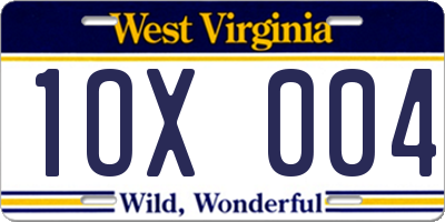 WV license plate 1OX004
