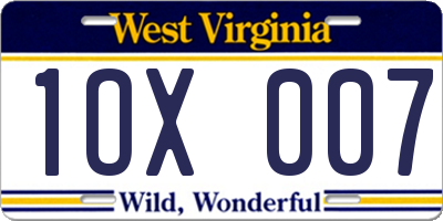 WV license plate 1OX007