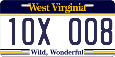 WV license plate 1OX008