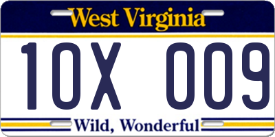 WV license plate 1OX009