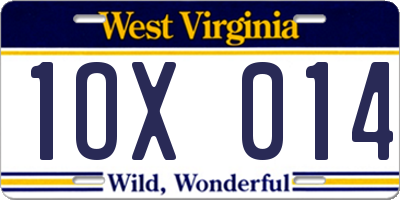 WV license plate 1OX014