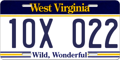 WV license plate 1OX022