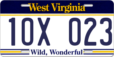 WV license plate 1OX023