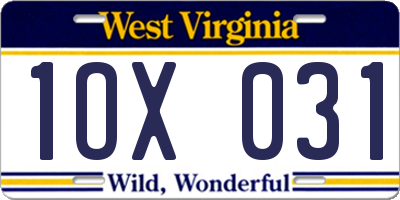 WV license plate 1OX031