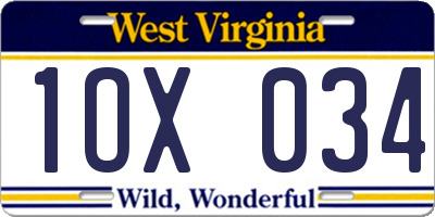 WV license plate 1OX034