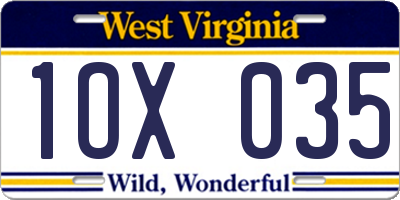 WV license plate 1OX035