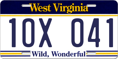 WV license plate 1OX041