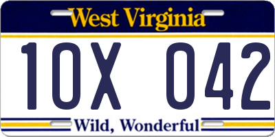 WV license plate 1OX042