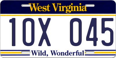 WV license plate 1OX045