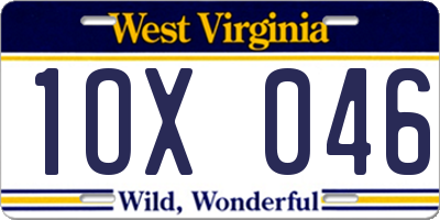 WV license plate 1OX046