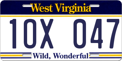 WV license plate 1OX047