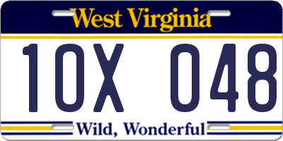 WV license plate 1OX048