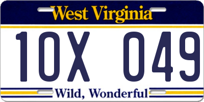 WV license plate 1OX049