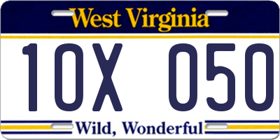 WV license plate 1OX050