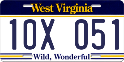 WV license plate 1OX051