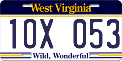 WV license plate 1OX053
