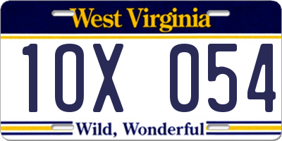 WV license plate 1OX054
