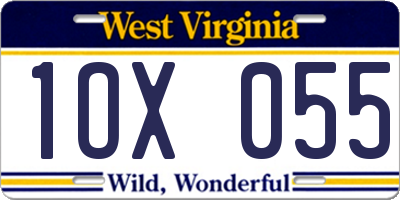 WV license plate 1OX055