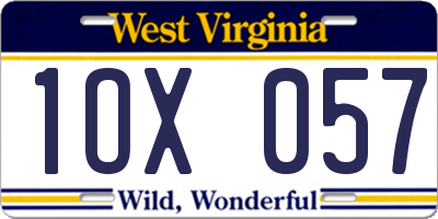 WV license plate 1OX057