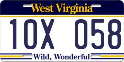 WV license plate 1OX058