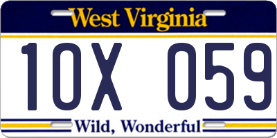 WV license plate 1OX059