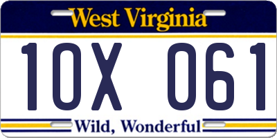 WV license plate 1OX061