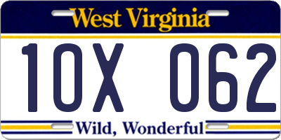 WV license plate 1OX062