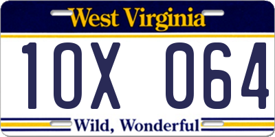 WV license plate 1OX064