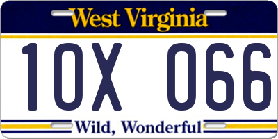WV license plate 1OX066