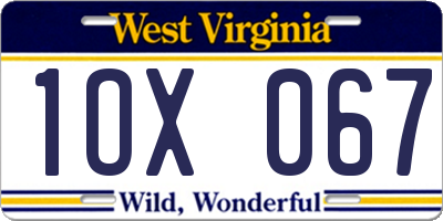 WV license plate 1OX067
