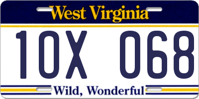 WV license plate 1OX068