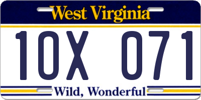 WV license plate 1OX071