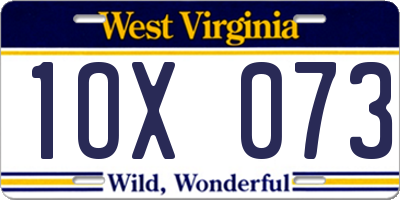 WV license plate 1OX073