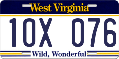 WV license plate 1OX076