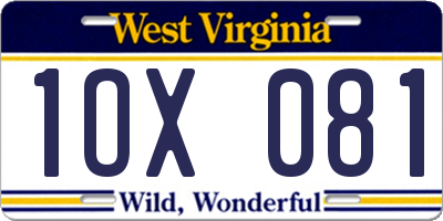 WV license plate 1OX081