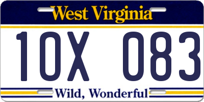 WV license plate 1OX083