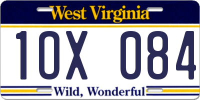 WV license plate 1OX084