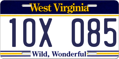 WV license plate 1OX085