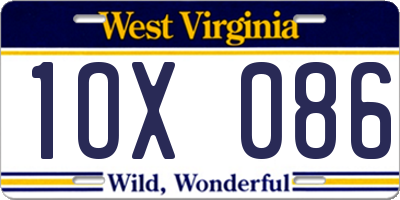 WV license plate 1OX086