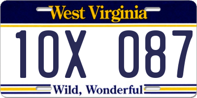 WV license plate 1OX087