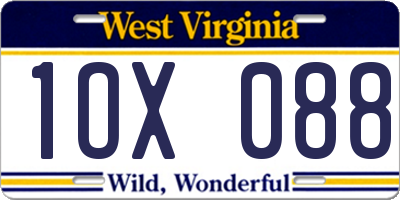 WV license plate 1OX088